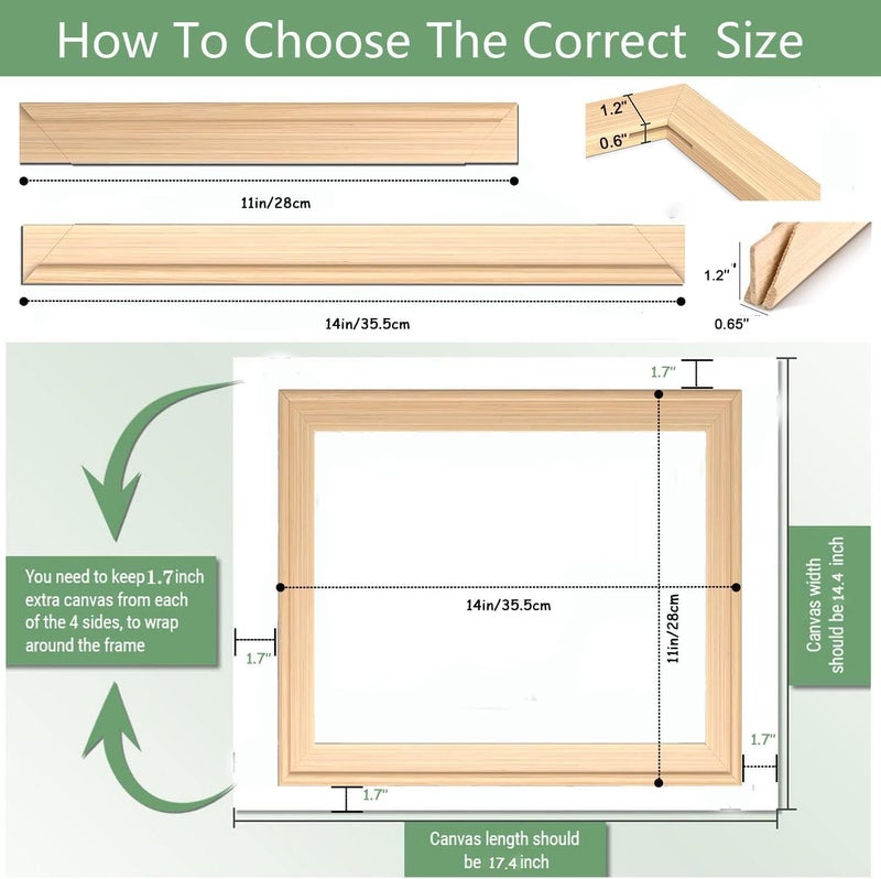 Yeeyeah 2 Pack 11"x 14" DIY Wood Canvas Stretcher Bars, Canvas Frames Kit-Easy to Assemble,Wooden Frames Kit for Oil Painting,Canvas Painting，Embroidery Stitch and Needlepoint Arts Supplies (11 * 14) - Image 2